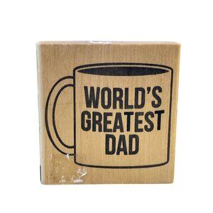 Worlds‎ Greatest Dad Rubber Stamp Wood Block By American Crafts Fathers Day